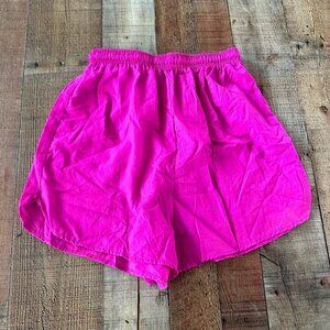 Simply Basic Barbiecore Vintage Bright Pink Unlined Workout Athletic Shorts -L